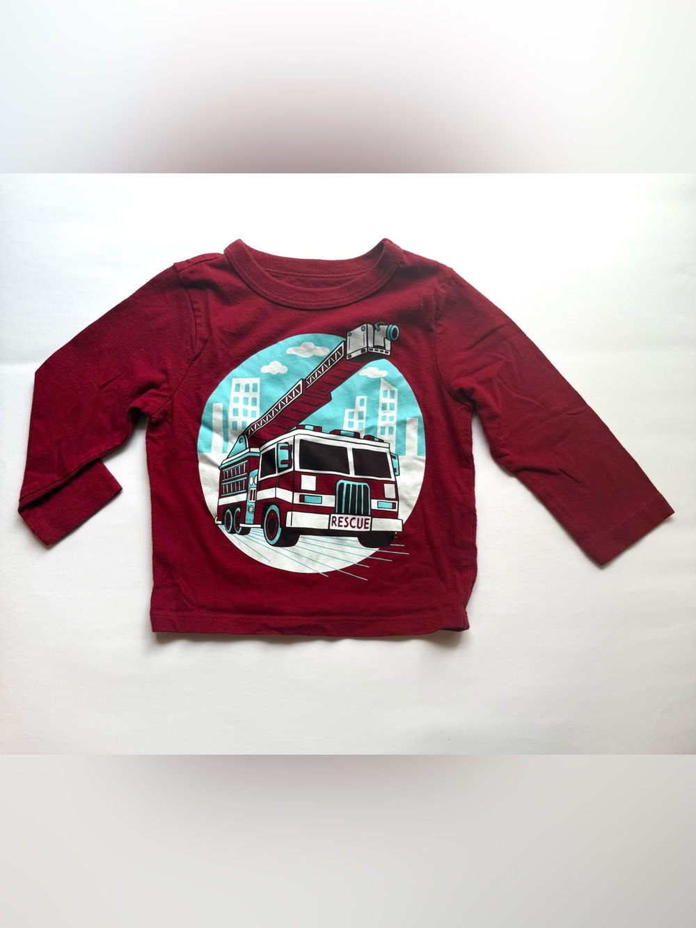 The Children's Place Burgundy Long-Sleeve Fire Truck Tee